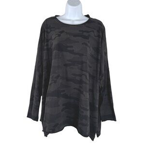 Planet By Lauren Grossman Camo Top One Size Pima Cotton Long‎ Sleeve TP-3111
